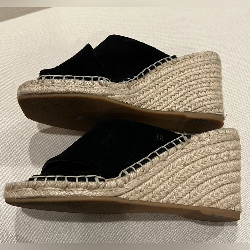Banana Republic Espadrille, Suede Black Wedge, size 6 but fits more like a 5.5